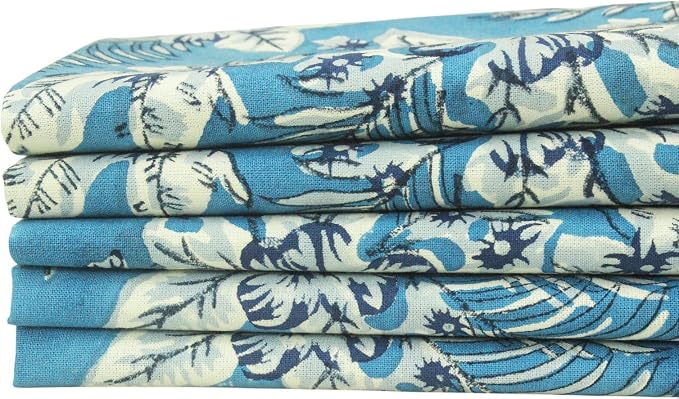 18x18 Inches Cotton Napkins Set of 4, White Blue, Washable Hand Block Printed Reusable Cloth Napkins for Dinning, Party, Wedding, Home Decor Fall - Image 7