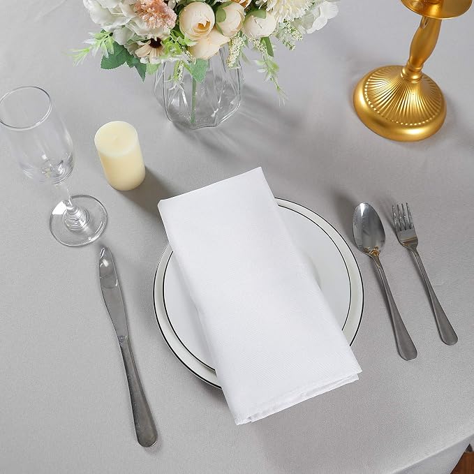 Cloth Napkins 20x20 inch Washable Polyester Dinner Napkins Soft Table Napkins for Wedding Party Dining Banquet(White,25PCS) - Image 7
