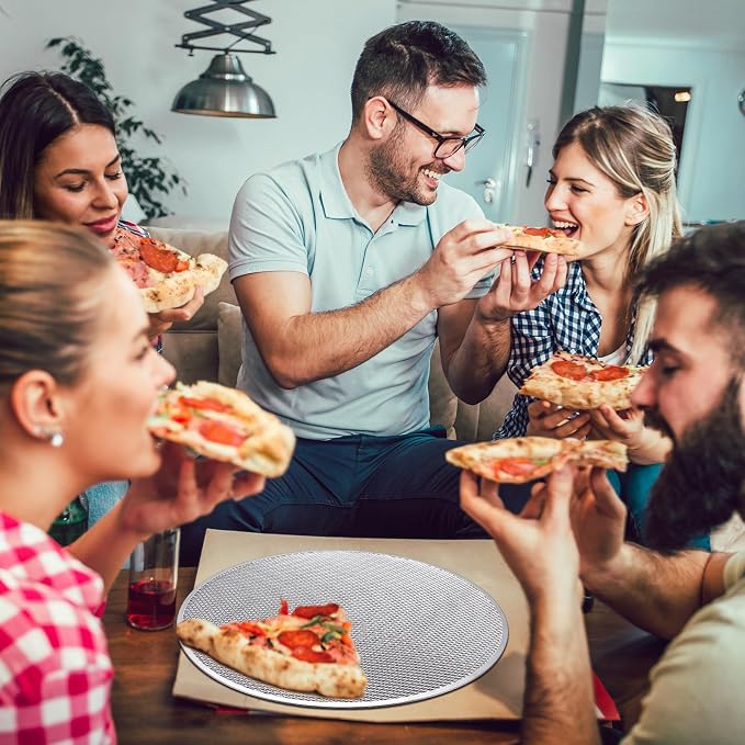 Nuogo 5 Pcs 16 Inch Pizza Pan with Holes Aluminum Mesh pizza Screen Seamless Round Tray for Oven Nonstick Baking Sheet for Kitchen Bakery Restaurant BBQ Party Cookware Supplies - Image 5