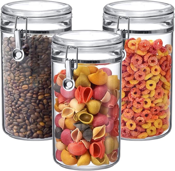 Cathy - 70-Ounce Plastic Canister (Set of 3), Plastic Airtight Food Container, Stackable for Pantry Storage, BPA-Free and Shatter-Proof, Perfect for Home and Commercial Use by AmazingAbby