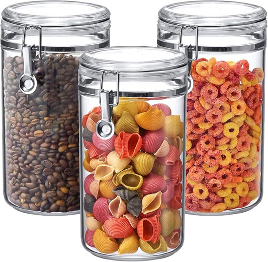 Cathy - 70-Ounce Plastic Canister (Set of 3), Plastic Airtight Food Container, Stackable for Pantry Storage, BPA-Free and Shatter-Proof, Perfect for Home and Commercial Use by AmazingAbby
