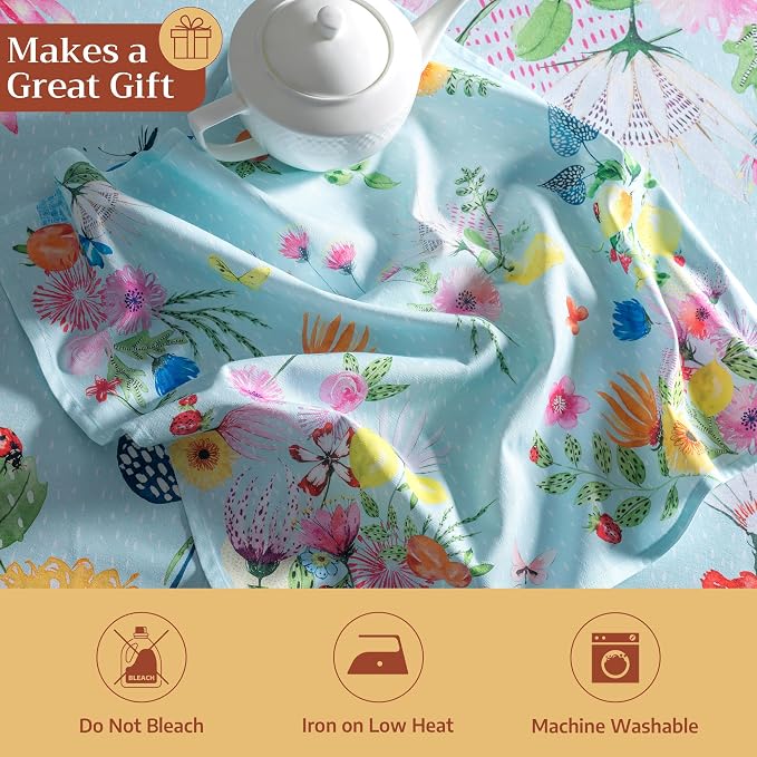 Maison d' Hermine Cloth Napkins Set of 4 Reusable 100% Cotton (20" x 20") | Everyday Square Napkins Cloth Washable Dinner Party Wedding Restaurant Hotel Kitchen Spring Summer - Jardin D'Ete - Mint - Image 5