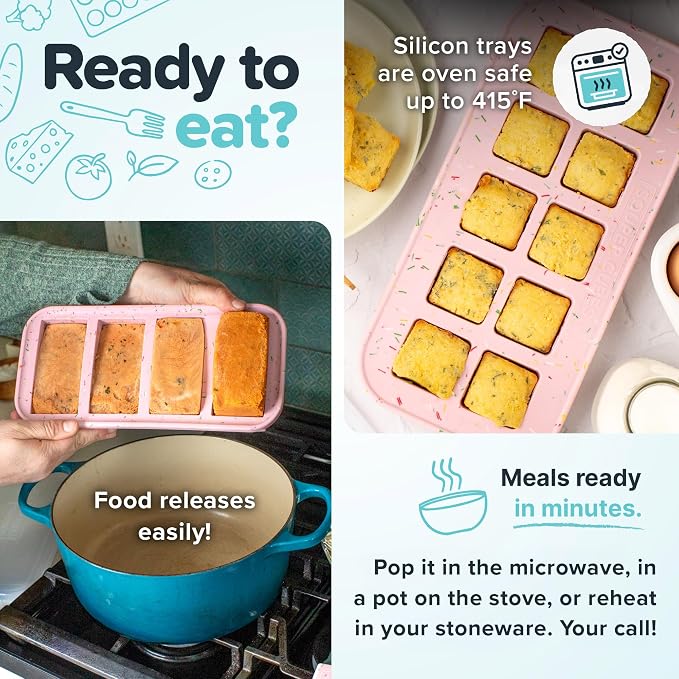Souper Cubes 1/2 Cup Silicone Freezer Molds with Lids, Cotton Candy, 2-Pack | 100% Platinum-Cured Silicone Freezer Cubes, Oven & Microwave Safe, Perfect for Freezing Broth, Sauces, Sides and More - Image 4