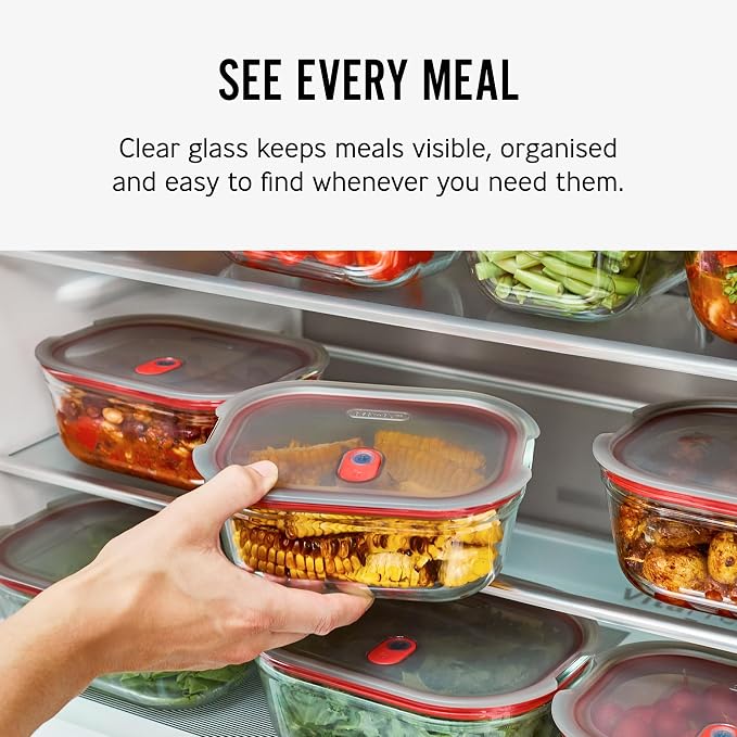 BLACK + BLUM Stack + Nest Glass Food Storage Container Set | Mix Set 4 Pack | Meal Prep Boxes with Airtight & Leak-Proof Lids. Borosilicate Glass, Oven, Air-Fryer, Microwave, Freezer & Dishwasher Safe - Image 6