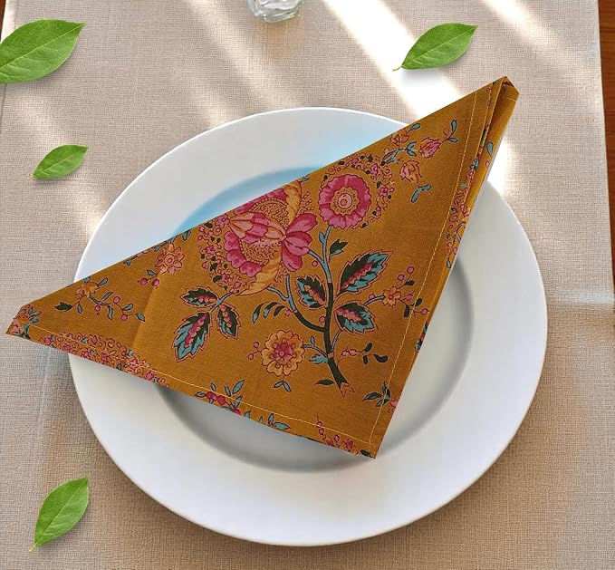 Indian Cotton Cloth Napkin Washable and Reusable for Everyday Use, Wedding, Party, Christmas, Bridal Baby Shower Tea Parties Table Napkins Homedecor Handblock Print 16 X 16 (5) - Image 4