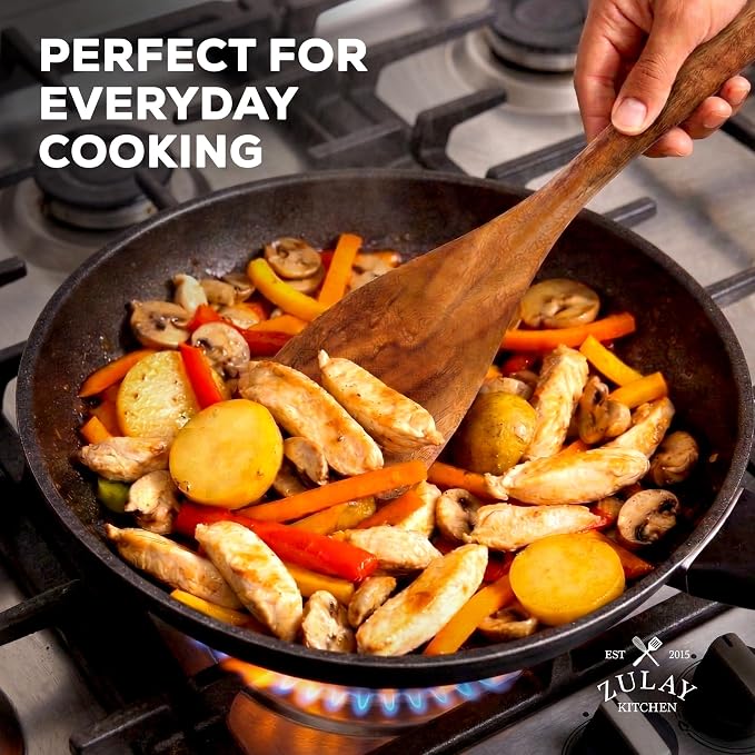 Zulay Kitchen Premium 8-Piece Wooden Spoons - Smooth Finish, Natural Teak Wood, Non-Stick, Handmade - Image 6