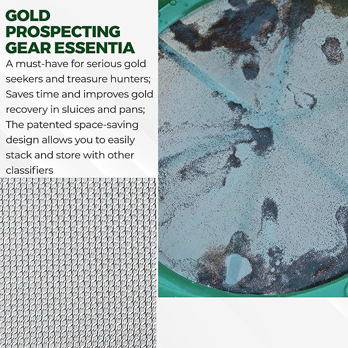 SE 13.25 Inch Wide Stackable Classifier Gold Prospecting Pan - 1/70 Inch Stainless Steel Mesh Sifting Pan, Green - Image 4