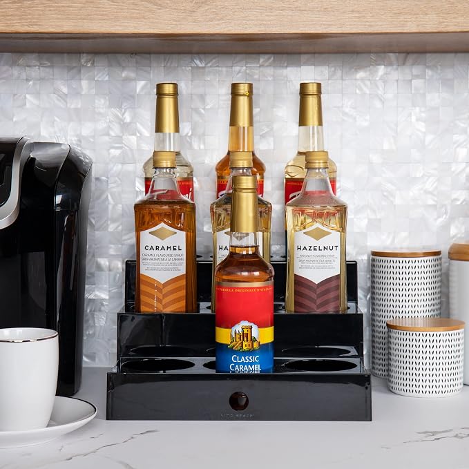 Mind Reader Coffee Syrup Station, Coffee Bar Accessories, Countertop Organizer, Acrylic, 14.25"L x 12.5"W x 7"H, Black - Image 6