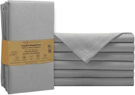 Ruvanti Cloth Napkins Set of 6, 100% Cotton High GSM 18x18 Inches Soft, Washable, Highly Durable & Absorbent, Perfect for Parties, Christmas, Thanksgiving Dinners – Wild Dove by Ruvanti