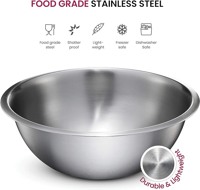 FineDine Stainless Steel Mixing Bowls Set, 6-Piece Metal Bowls | Stainless steel bowls, nesting design saves space, dishwasher safe, prep bowls, baking bowls, cooking bowls - Image 3