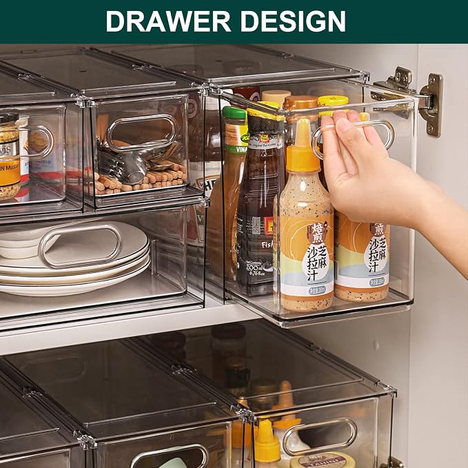 LALASTAR Fridge Organizer And Storage Clear, Large Refrigerator Organizer Bin with Pull-out Drawer, Pantry Organization and Storage, BPA Free, 1 Pack, 9.51QT - Image 4