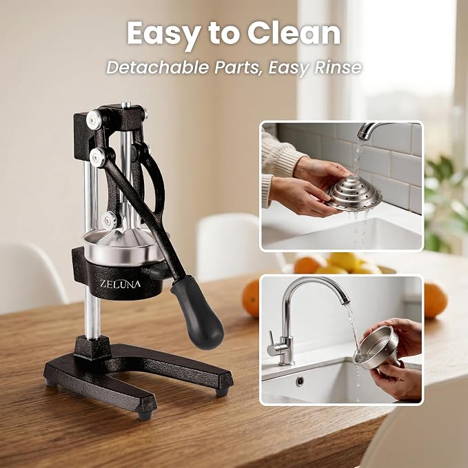 Cast Iron Manual Hand Press Juicer for Citrus & Pomegranate,Black | Stainless Steel Heavy Duty Squeezer,Easy to Clean,Effortless Lever-Press Design,For Home Cooks,Health Enthusiasts,Bartenders - Image 4