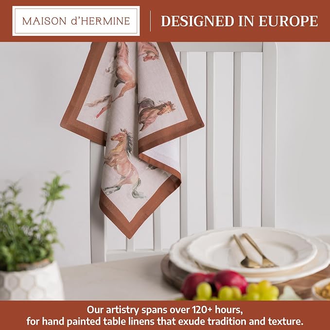 Maison d' Hermine Cloth Napkins Set of 4 Reusable 100% Cotton (18" x 18") | Everyday Square Napkins Cloth Washable Dinner Party Wedding Restaurant Hotel Kitchen Spring Summer - Free Horse - Image 2