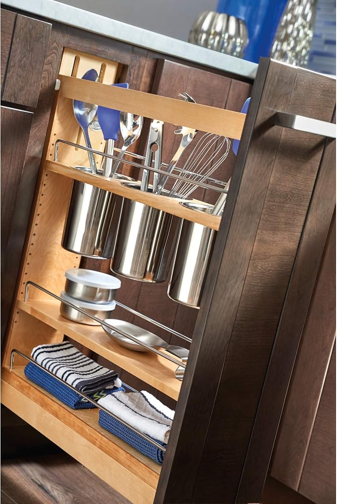 Rev-A-Shelf Pullout Organizer w/Soft-Close, Min Cabinet Opening 5.5" W | 5" W Slide Out Pantry Spice or Utensil Storage Rack w/BLUM Soft-Close & Adjustable Shelves for Base Cabinet, 448UT-BCSC-5C - Image 6