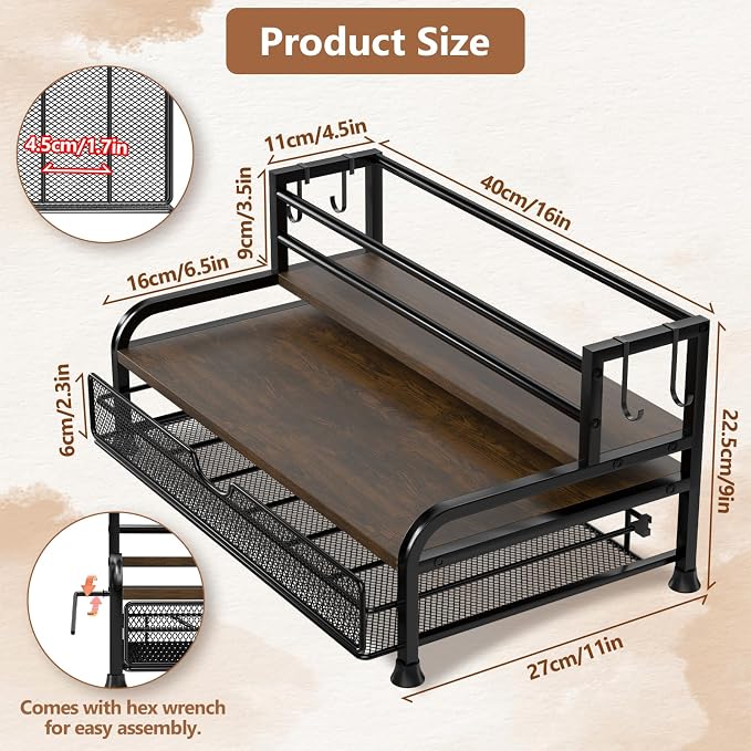 Coffee Syrup Rack Organizer, with Anti-Fall K-Cup Pod Holder Drawer | Black Metal Rack for 8 Syrup Bottles, Countertop Bottle Holder Stand for Wine, Space-Saving Design for Kitchen Cafe Station - Image 6