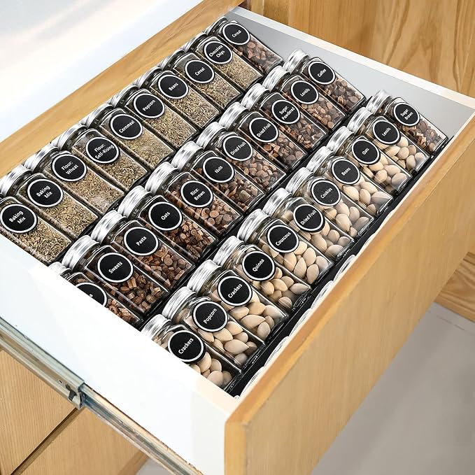Metal Spice Rack Tray - Spice Drawer Organizer for Kitchen Cabinets Storage and Organization (Jars Not Included) - Image 6