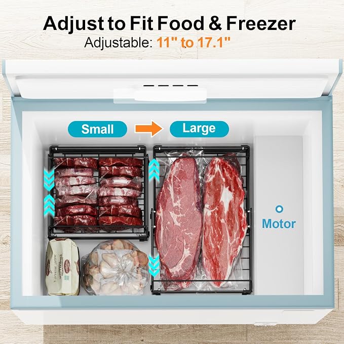 Freezer Organizer Bins - Adjustable Fits Chest Freezers 10-20 Cu Ft | 8 Pack Stackable Wire Baskets, Easy Access & Quick Organization, Sturdy Steel Rack Holds Frozen Meat and Vegetables, Black - Image 4