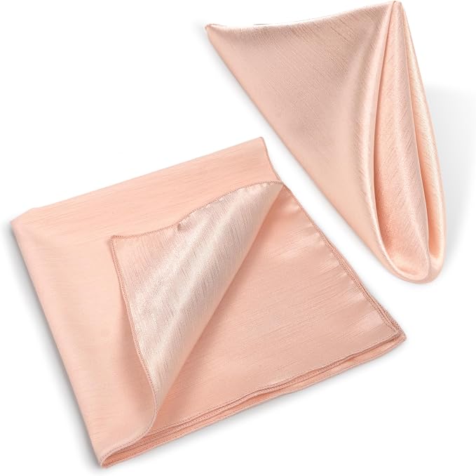 17x17-Inch Shantung Cloth Napkins, Ice Peach, Set of 12 | Bulk Case of 1 Dozen, Satin, Square, 100% Polyester Fabric, Reversible, Faux Dupioni Silk Reverse Side, Machine Washable - Image 8