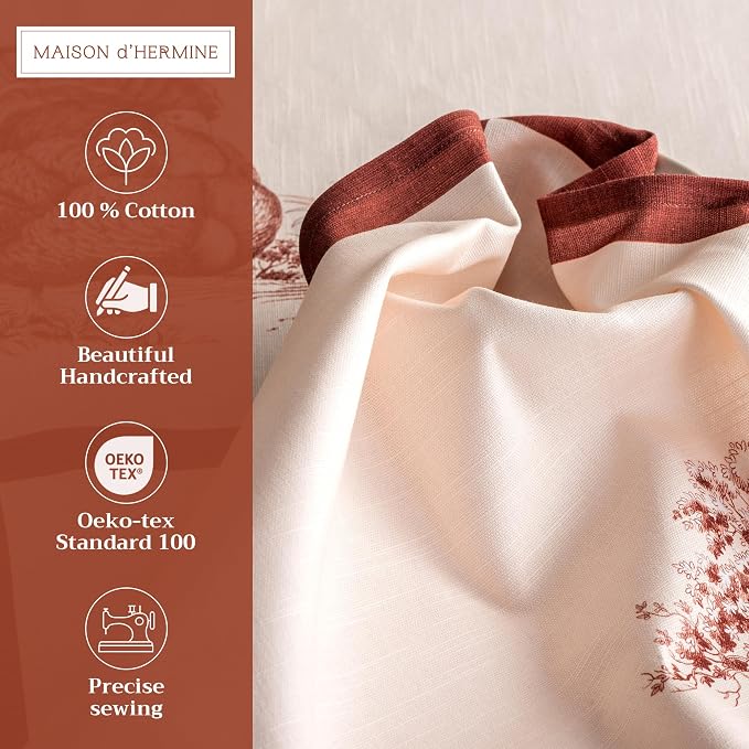Maison d' Hermine Cloth Napkins Set of 4 Reusable 100% Cotton (20" x 20") | Everyday Square Napkins Cloth Washable Dinner Wedding Restaurant Hotel Kitchen Thanksgiving Christmas - Holy Jouy - Brown - Image 2