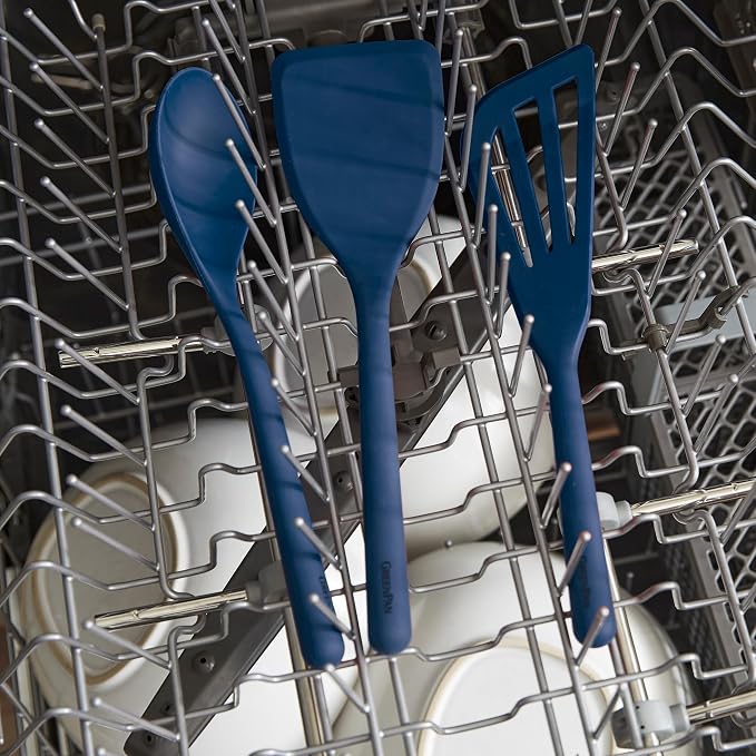 GreenPan Silicone 7 Piece Cooking Utensil Set, Ladle, Turners, Spatula, Spoons, Whisk, Flexible Nonstick Kitchen Tools Rigid Steel Core, Heat-Resistant, Anti-Slip Handle BPA-Free Dishwasher Safe, Blue - Image 5