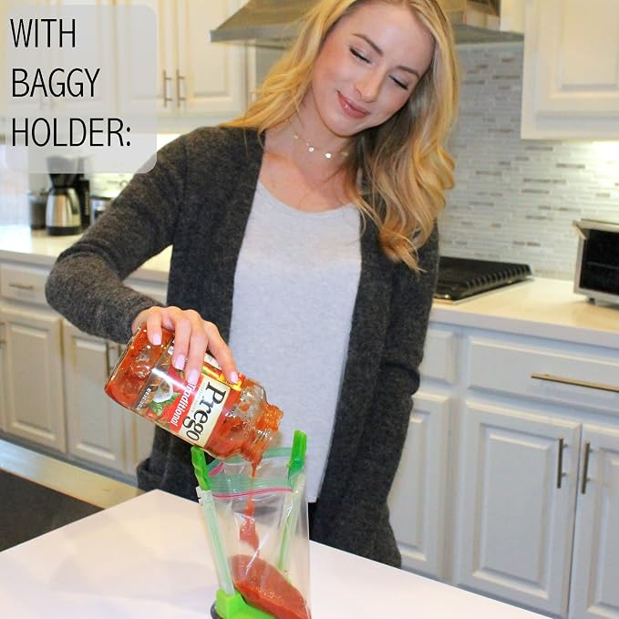 Jokari Adjustable Baggy Rack Stand 4-Pack | Hands-Free Freezer Bag Holder, Gallon, Quart, Sandwich Size Storage Bags, Ideal, Pouring Leftovers, Meal Prep - Image 2