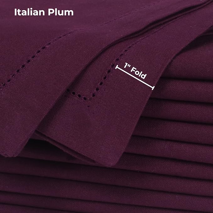 Bedding Craft Hemstitched Cotton Dinner Napkins Set of 12 – 18x18 Elegant Italian Plum – Machine Washable Soft Fabric Napkins for Weddings, Formal Dinners & Daily Dining - Image 5