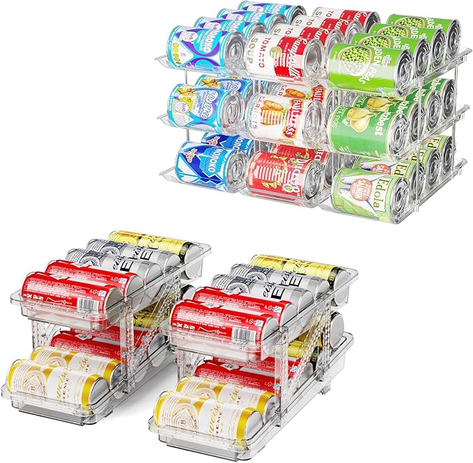 Jsyrjing Can Organizer for Pantry and 2 Pack Adjustable Width Soda Can Dispense for Refrigerator by HomeLivingKitchenOrganiza
