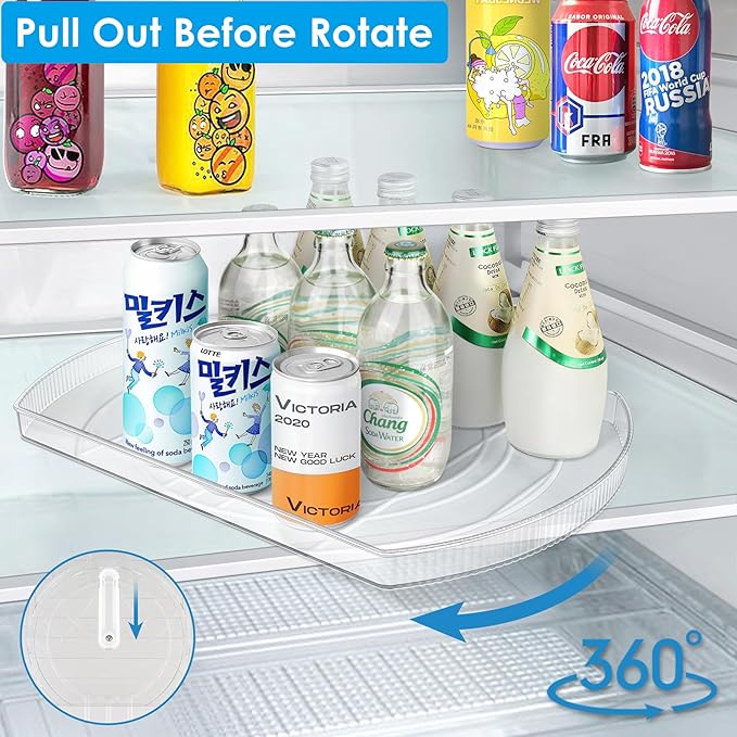 Lazy Susan Turntable for Refrigerator, Square Turntable Organizer for Fridge Cabinet, Pantry, Countertop (15.3" x 11.1" Rectangle 1 Pack - Clear) - Image 4