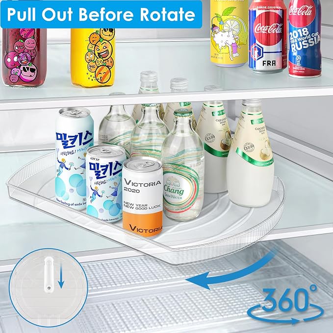 Lazy Susan Turntable for Refrigerator, Square Turntable Organizer for Fridge Cabinet, Pantry, Countertop | 16.5" x 11.1" (Rectangle 1 Pack - Clear) - Image 4