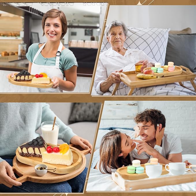 Nuogo 12 Pcs Bamboo Serving Tray 10 x 5 Inch Bamboo Oval Platter Wooden Serving Platter Oval Charcuterie Plates Board Wood Cheese Plate Fruit Wood Tray for Tea Coffee Table Cup Kitchen Dessert Veggie - Image 5