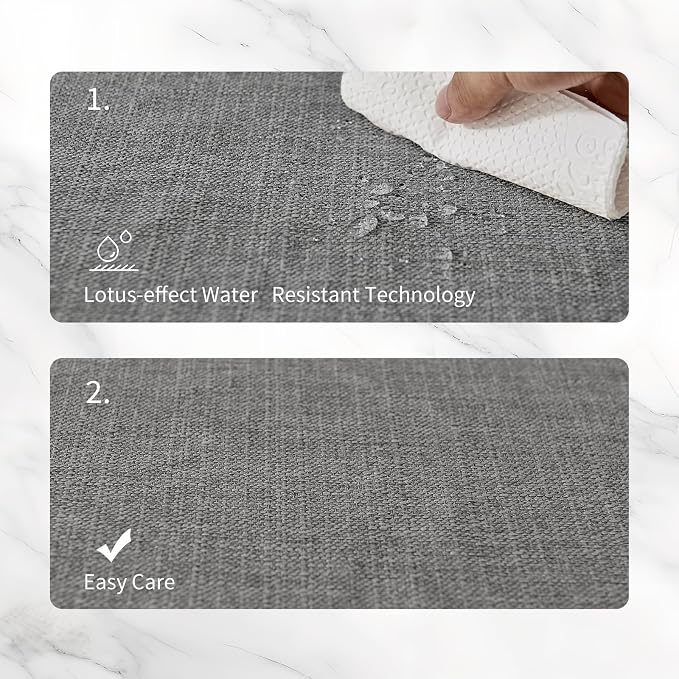 BALCONY & FALCON Rectangle Table Cloth Waterproof Gray 13.8"x 17.7" 4pcs | Placemats Set of 4 Faux Linen Cloth Place Mats Washable Wrinkle Resistant Table Placemats for Dining Kitchen Indoor & Outdoor - Image 3