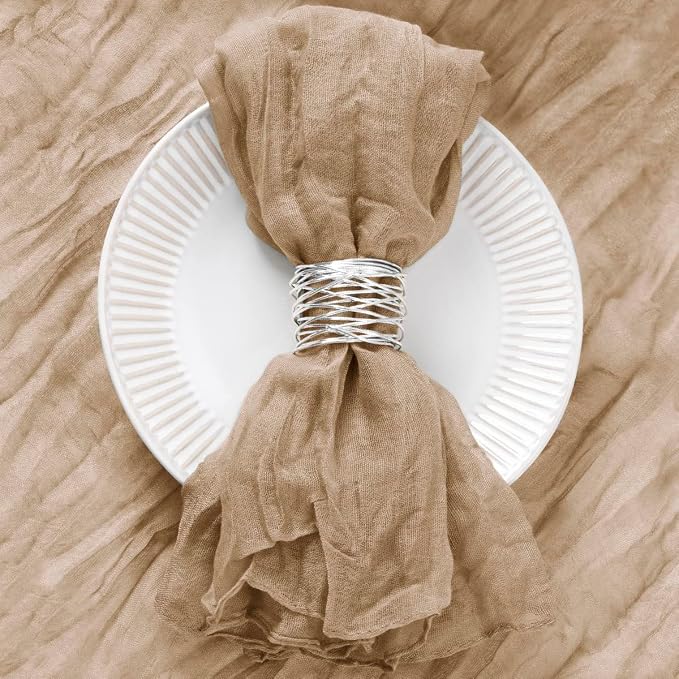 DeZerlor Nude Cheesecloth Napkins Fall Cloth Napkins Set of 30 for Party | Reusable Cloth Napkins Bulk, for Wedding Bridal Baby Shower Dinner Cocktail Birthday Home, 21x21 Inches - Image 2
