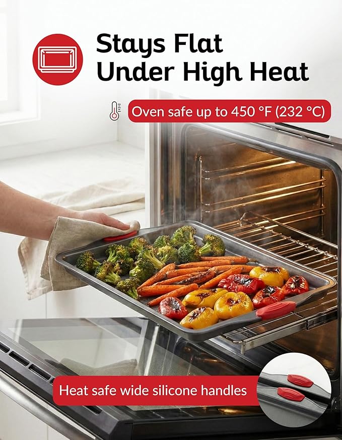 Premium Nonstick Baking Sheet Pans – Set of 3, Heavy-Gauge Carbon Steel, Warp, Dent, and Rust-Resistant – Gourmet Rimmed Half Cookie Sheet Trays, Non-Toxic for Exceptional Baking Performance - Image 2