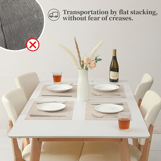 Leetaltree Beige Placemats Set of 20 - Heat Resistant Non-Slip Place mats for Dining Table, Washable Durable PVC Vinyl Woven Table Mats(Beige, 20) - Image 6
