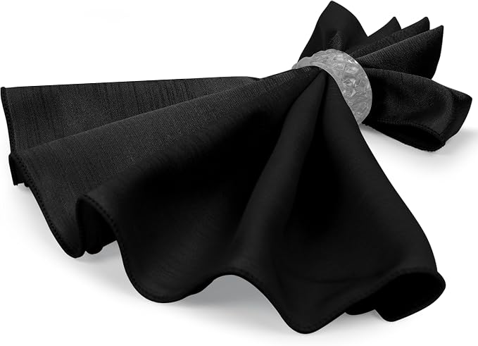17 x 17-Inch Shantung Satin Cloth Napkins, Black Set of 60 - Image 7