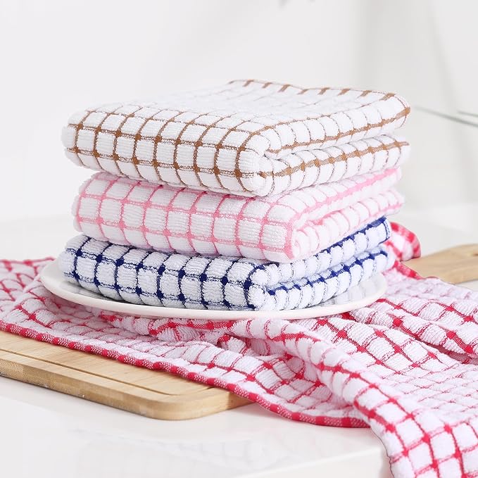 Kitinjoy Cotton 12 Pack Terry Kitchen Towels, Red | 16 x 25 Inches Super Soft and Absorbent Dish Towels, Quick Drying hand towels for kitchen Drying - Image 7