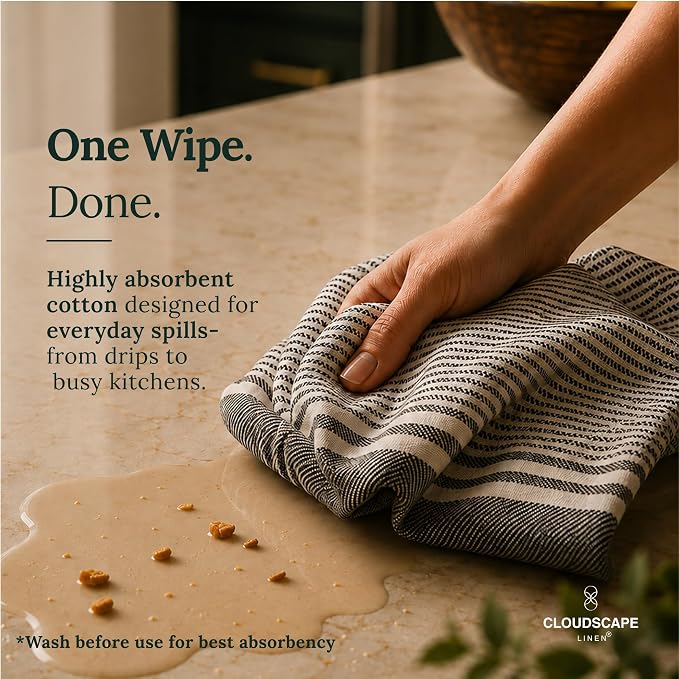 CSL Pack of 12 Kitchen Towels, Absorbent & Soft, Oversized, 18x28 - Grey - Image 2