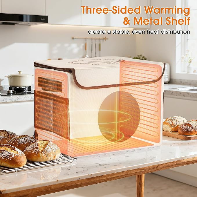 Bread Proofing Box with 86-113℉ Temp Control & 24H Timer, Dough Proofer with Metal Rack, Proofing Box for Sourdough, Bread Baking, Pizza, Yogurt, Kombucha, Space-Saving - Image 3
