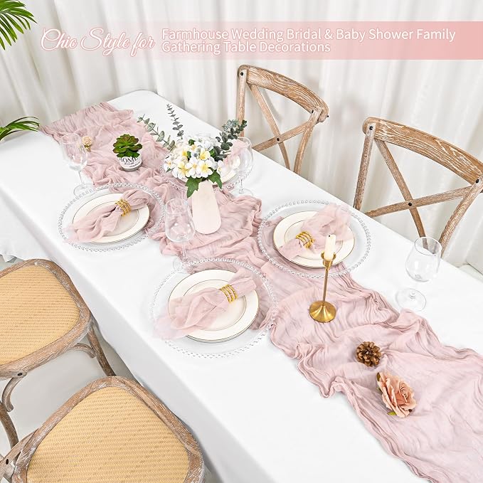 100 Pack Dusty Pink Cloth Napkins 20x20Inch Cheesecloth Napkins | Elegant Cloth Napkins for Table, Washable Rustic Boho Gauze Napkins, for Wedding Party Bridal Baby Shower Dinner Table Decor - Image 5