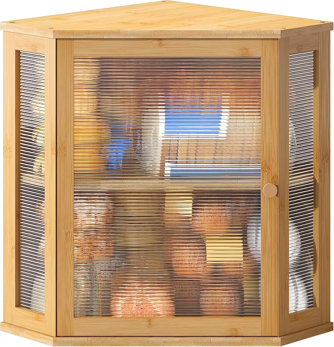 BMOSU Corner Bread Box for Kitchen Countertop Double Layer Bamboo Wooden Bread box Large Capacity Bread Storage Bin(Natural, Extra Large) by BMOSU
