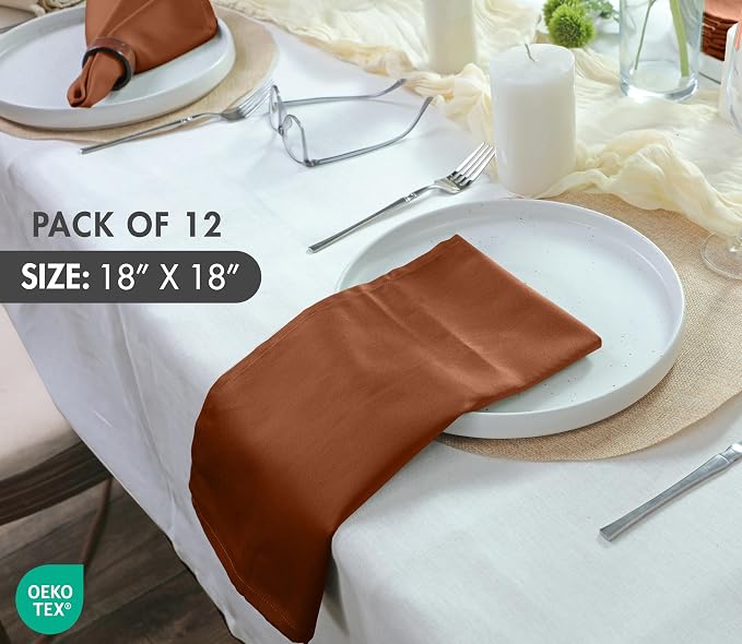 Ruvanti Cloth Napkins Set of 12, 18x18 Inch, Soft & Absorbent Cotton Enrich Dinner Napkins for Hotel, Wedding Parties, Napkins Everyday - Rust - Image 4
