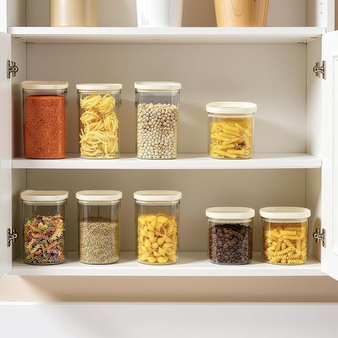 Glass Food Storage Jar with Glass Lid in Square Shape, Food Canister Set with Airtight Lids, Pantry Jars for Kitchen Organization, Food Storage Containers in Set of 6 - Image 6