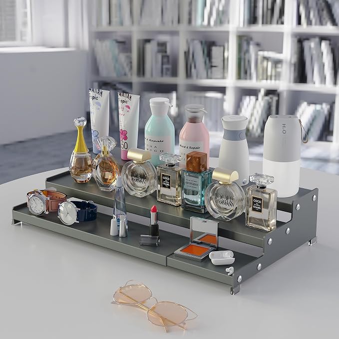 Jojocross Spice Rack Organizer for Cabinet, 3 Tier Expandable Spices Storage, Great for Kitchen Cabinets, Cupboard,Pantry and Countertop More(Gun-Gray, 2 PACKS/GUN-GRAY) - Image 3