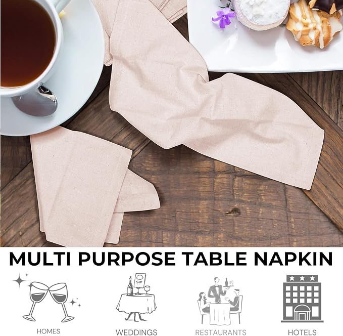 Linen Flax Cotton Cloth Dinner Napkins Set of 12 – 18x18 | Natural Reusable Fabric Napkins For Weddings, parties, Dinners & Table Décor – Elegant & Durable - Image 6