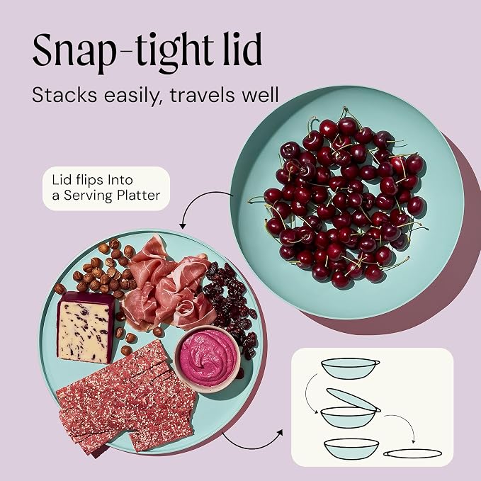 Large Serving Bowl with Lid - Certified Recycled Food-Safe Plastic, BPA-Free, Dishwasher, Microwave, Fridge and Freezer Safe | 4.96qt | Mint - Image 3