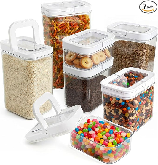 Airtight Food Storage Containers for Pantry, 7 Piece | FlipLock One-Hand Seal, Airtight Lids, For Flour, Sugar, Cereal & Snacks by SmartDesignForEverydayLife