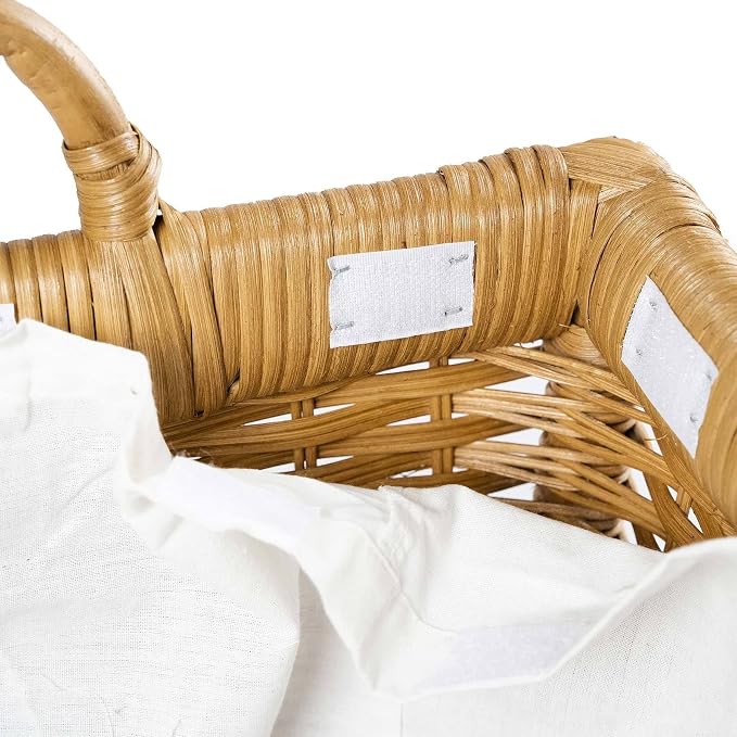 The Basket Lady Lift-Off Lid Wicker Storage Basket, M, Sandstone | Outside: 20" L x 15" W x 14" H | Inside: 17.5"L x 12"W x 11"H - Handcrafted by artisans from natural rattan - Image 6