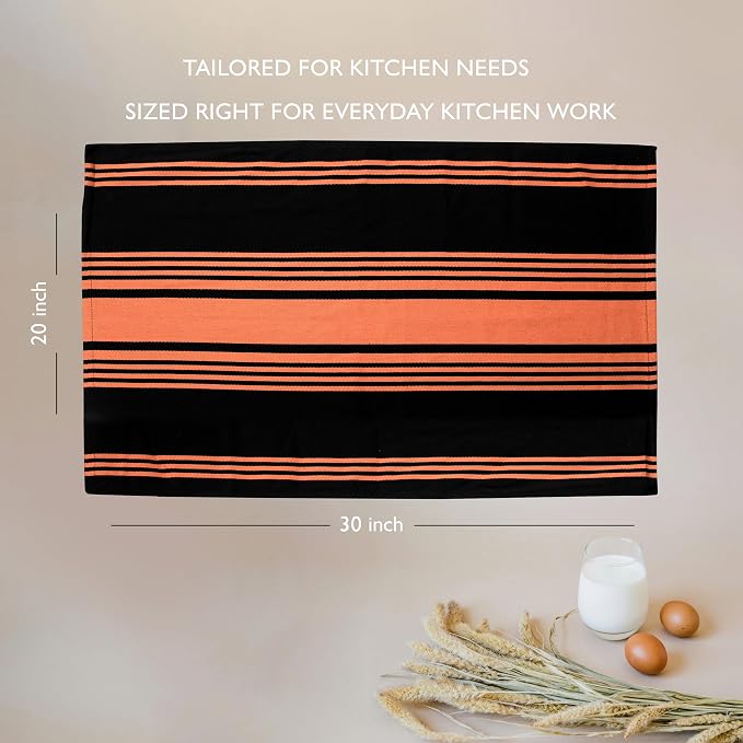 Urban Villa Kitchen Towels Cotton Dish Towels 20”x30” (Set of 6) Orange Blk - Image 4