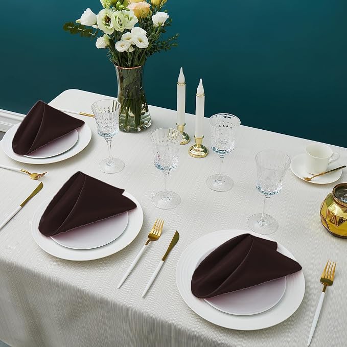 MDS® Pack of 200 Satin Napkins 12 x 12 Inch, Soft Silky Reusable Cloth Dinner Table Napkins for Wedding Décor, Reception, Birthday, Parties, Banquets, Catering, Restaurants & Hotel - Coffee - Image 2