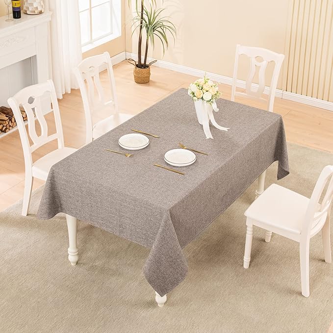 BALCONY & FALCON Rectangle Table Cloth Waterproof Taupe Gray 95"x55" | Rectangular Washable Wrinkle Resistant Table Cloth Linen Fabric Tablecloths for Dining Party Kitchen Wedding and Outdoor Use - Image 5